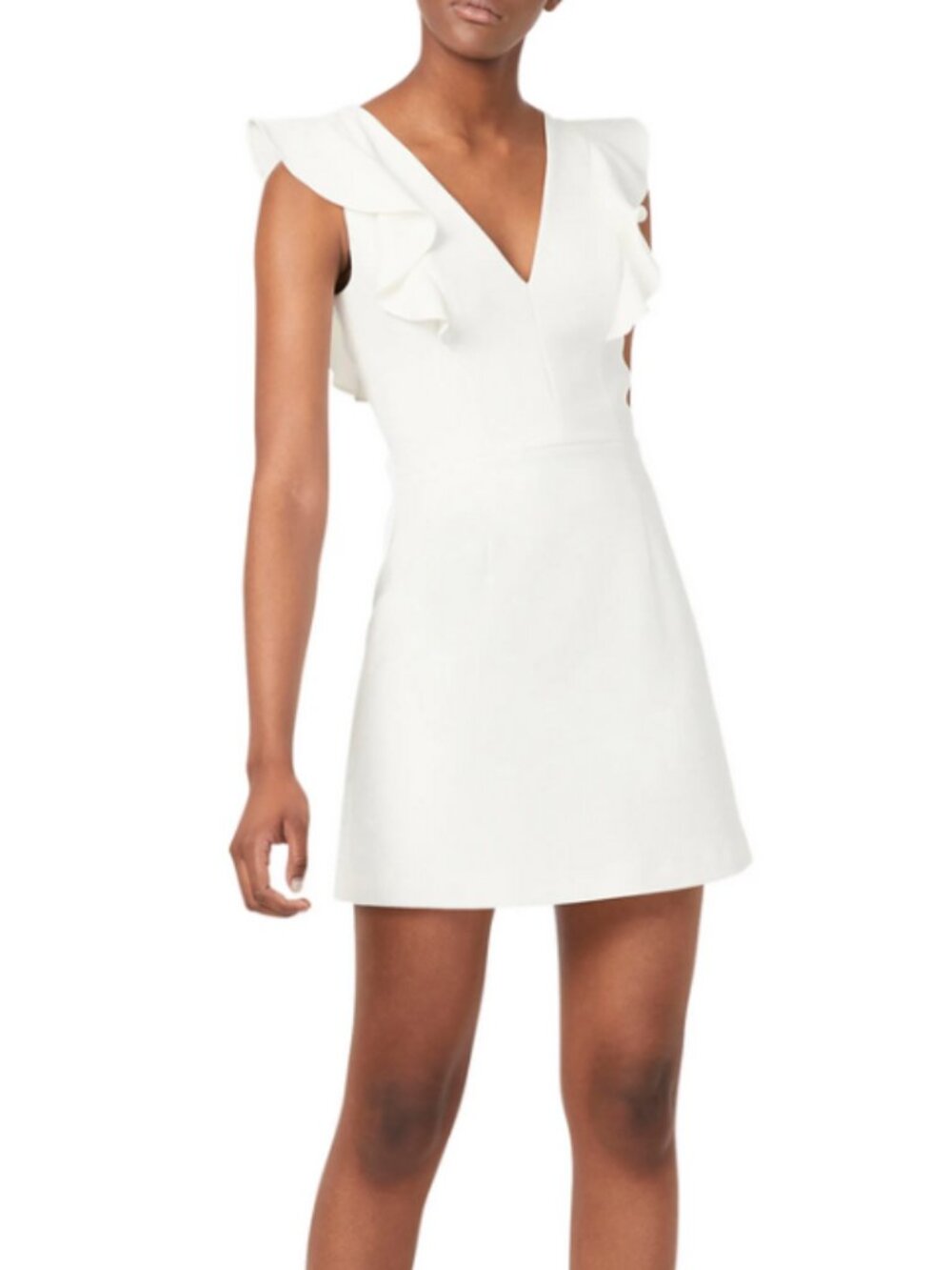 French Connection Whisper Ruffled V-Neck Mini Dress